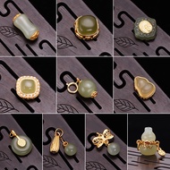 925 Silver Gold-Plated Jade with Beads Pendant diy Beaded Bracelet Small Drip Jade Bracelet Accessor