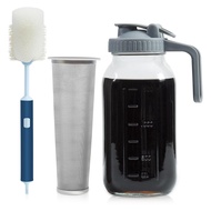 (ZHUG) Cold Brew Coffee Maker Iced Tea Maker Mason Jar 64Oz Thick Glass Cold Brew Pitcher Flip Cap S