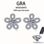 【 GRA Certificate Attached 】 1CT Moissanite Earrings, Fashion Clover Earrings S925 Pure Silver Plati