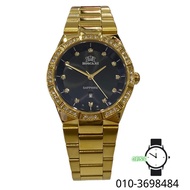 Roscani Black Dial Sapphire Glass Gold Stainless Steel Band Ladies Watch BLE435G3