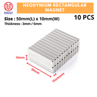 10pcs - 50mm x 10mm x 3mm or 50mm x 10mm x 5mm Rare Earth Neodymium Rectangular Magnet