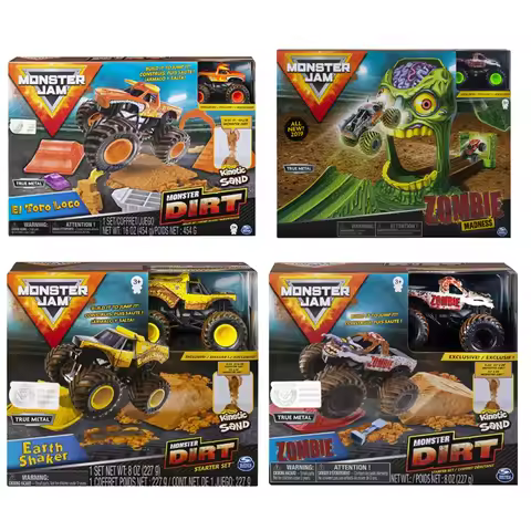 Monster Jam Grave Digger El Toro Loco Earth Shaker Monster Dirt Deluxe Set 1:64 Scale Die-Cast Truck