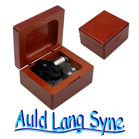 Auld Lang Syne Wooden Clockwork Mechanism Music Box, Boutique Friendship Souvenir, Famous Melody Aul