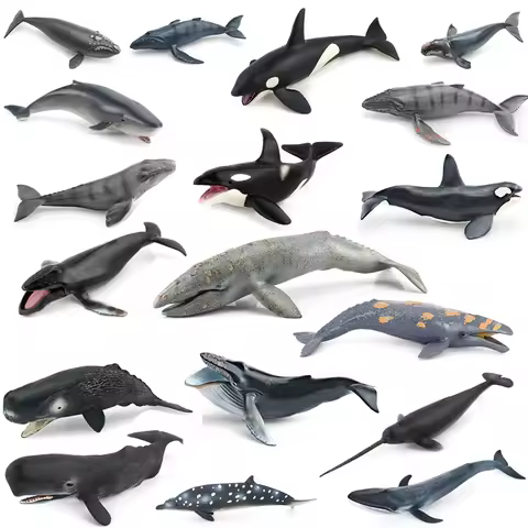 Realistic Humpback Whale Sperm Whale Narwhal Killer Whale Sea Life Animals Model Action Figures Educ