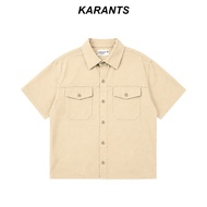 Karants Boxy Shirt Kaki Fabric 2 Pockets Unisex Men-Women-KR441
