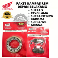 ORIGINAL PAKET KAMPAS REM DEPAN BELAKANG TROMOL 001 KR3 HONDA SUPRA X OLD 125 FIT NEW KARISMA KIRANA