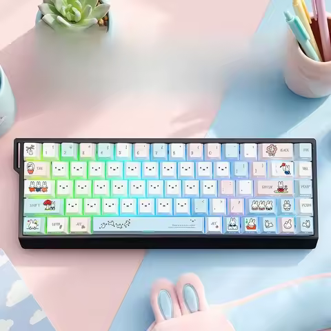 Anime Miffy Keycaps Original Factory Side Carving Translucent DIY Adapt Ev63 Magnetic Axis Machinery