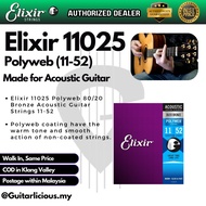 Elixir Strings 11025 Polyweb 80/20 Bronze Acoustic Guitar Strings (Custom Light) (011 - 052)