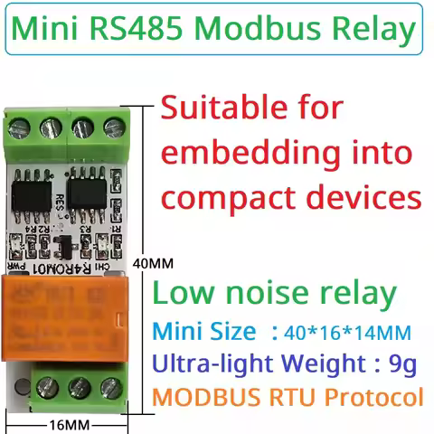 3A Mini Size Low Noise 5V 12V 24V RS485 Relay Board Modbus Rtu Remote IO 110V 120V 220V Small Electr