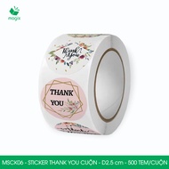 MSCK06 - D2.5 cm - 1 Roll of 500 round thank you stickers, thank you stickers, thank you stickers