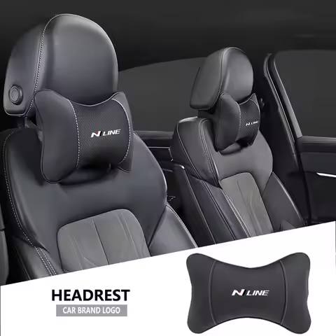 1Pcs Car Seat Headrest Auto Logo Neck Pillow For Hyundai Genesis N-LINE I10 I30 I20 I40 IX20 IX35 Ko