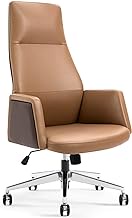 SMLZV Cowhide Executive Office Chairs,High Back Ergonomic Managerial Chair,Adjustable Height Tilt Computer Recliner for Home Work (Color : Brown)