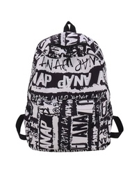 休閒學生背包，15.6英寸塗鴉印花手提電腦包，適用於旅行徒步旅行校園日包返校電腦背包大容量背包大學生背包