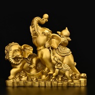 Elephant Ornaments Pure Copper Fulu Lucky Elephant Ingot Fuxiang Home Store Desktop Decorations Larg