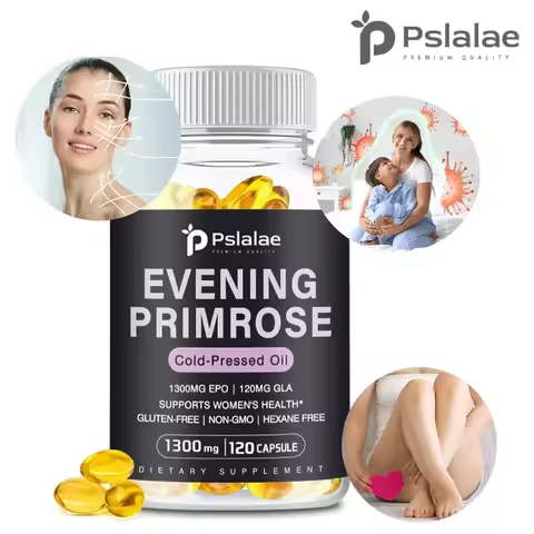 Evening Primrose Supplement Cold Pressed Oil - Contains Gelatin and Vegetable Glycerin To Promote He