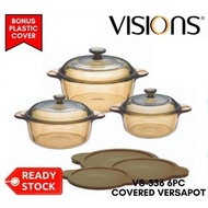 Visions 6pcs Covered Varsapot + 3pcs Plastic Cover Casserole Cookware Set Periuk Masak (VS-336)