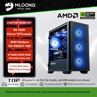 MLOONG Custom Gaming/Office/Design Desktop PC |  R5 7600, RX 9060 XT 16GB, 2x16GB DDR5, 1TB SSD