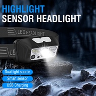 Boruit B12 Headlamp Flashlight LED Motion Sensor Headlamp Rechargeable Camping Induction Head Light 