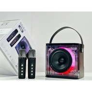 A99 Bluetooth Karaoke Speaker 3600mAH Flashing LED Lights With 2 Wireless Microphone Phone Holder Su