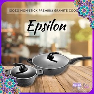 [ LOCAL READY STOCKS ] iGOZO EPSILON 20CM NON-STICK PREMIUM GRANITE CASSEROLE + GLASS LID PERIUK KUALI MASAK TIDAK LEKA