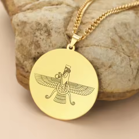 Dawapara Iran Farvahar Necklace Persian Zoroastrian Pendant Ahura Mazda Religious Iranian Jewelry St