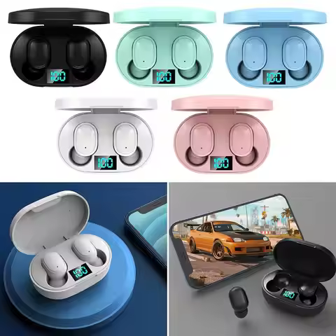 For E6S Wireless Bluetooth Headphone Stereo In-Ear Gaming Earbuds Lightweight Sports Noise Cancellin