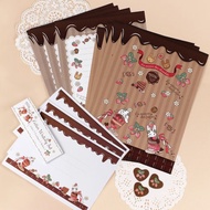 信紙套組 草莓季節系列 巧克力版本 附信紙 信封 貼紙 直立垂耳兔