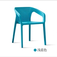 🎁Nordic Plastic Chair Backrest Casual Thickening Coffee Shop Hollow Dining Chair Foldable Armrest Plastic Chair