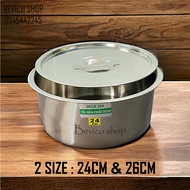 304 Stainless Steel Bowl With Lid 24cm &amp; 26cm | Food Bowls, Rice Soup, Spices...