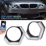 NOBELJIAOO Pair 2.5/3 Inch 5D Bluetooth APP Control Headlight Decoration Cover Angel Eyes Mask for B
