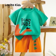 Lovito Kids Cute Shorts Sets Fabric Stitching Colorblock Spring/summer Grey Shorts Sets for Boy LNL1