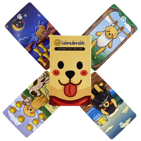 Labradorable Tarot Cards Cute Dog Design A 78 Deck Oracle English Visions Divination Edition Borad P