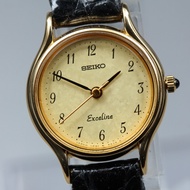 Near MINT SEIKO Exceline 1F21-0030 Gold Arabic Quartz 21mm Ladies Watch 1999