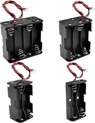 SDTC Tech 4-Pack 2/4/6/8 x AA Battery Holder with Wire Leads 3/6/9/12 Volt Battery Case Box Kit for 