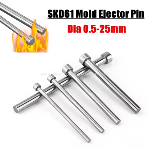 SKD61 Mold Ejector Pin Dia 0.5-25mm L100-500mm Full Hard Straight Ejector Push Rod Die Thimble Round