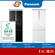 (Save 4.0) Panasonic Refrigerator (422L) ECONAVI Inverter Prime Fresh+ 2-Door Fridge NR-BX421WGKM (Black) / NR-BX421WGWM (White)