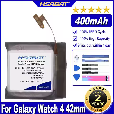 HSABAT EB-BR880ABY 400mAh Battery for Samsung Galaxy Watch 4 42mm 40mm SM-R880 R860 R865u Smart Watc
