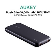 AUKEY PB-N73 Slim Ultra Thin 10000mAh Universal Powerbank, USB C Power Bank for Android & Apple Devi