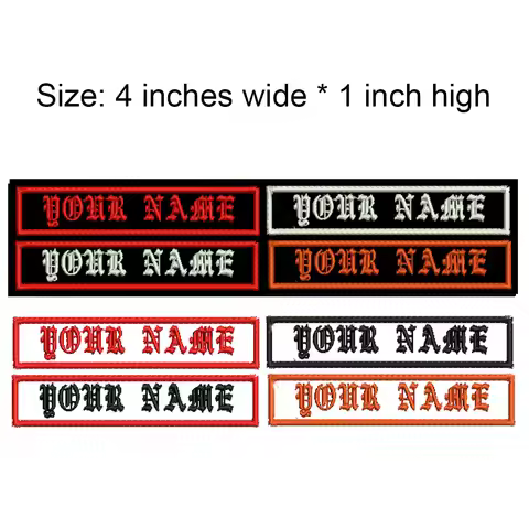 4 Inches Wide Old English Font Custom Name Small Tag Embroidery Patch Iron On Sew On Clothing For Le