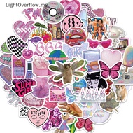 [LightOverflow] 58Pcs Y2k Pink Stickers Funny Cute Graffiti Girls Skateboard Waterproof Luggage Sport DIY Laptop Car Stickers Decals Kids Toy [MY]