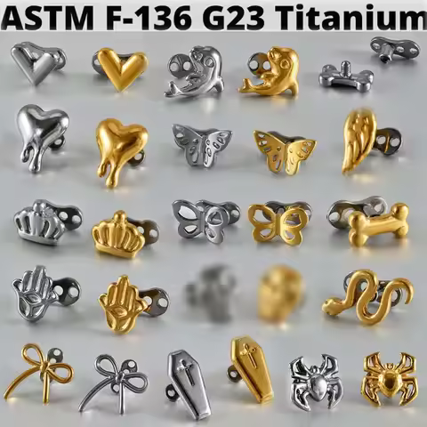 1PC F136 Titanium Dermal Anchor Heart Butterfly Shape Micro Dermal Anchor Spider Surface Piercings S