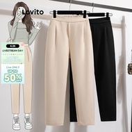 Lovito Plus Size Curve Casual Plain Pant for Women LNM65004