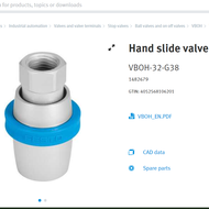 Festo Hand SLIDE Valve VBOH-32-G38 1482679 vboh