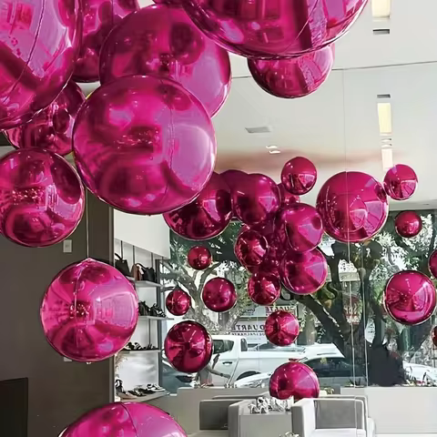 50-10inch Rose Red 4D Balloons 5/3/1pcs 4D Metallic Rose Red Gold Round Foil Helium Air Balloon Birt