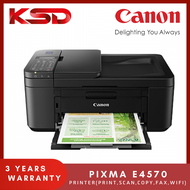 Canon PIXMA E4570 Inkjet Printer | A4 Ink Efficient Auto Duplex Print Scan Copy Fax WiFi.