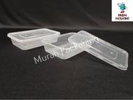 MW S500 - 500ml Rectangular Plastic Disposable Food Container (50pcs±) / Bekas Bungkus Plastik