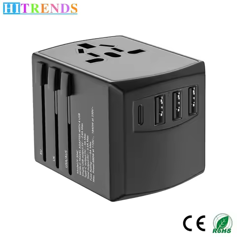 Global Universal Plug Travel Adapter socket 3USB and 1Type-C fast charging ports EU UK USA AU South 