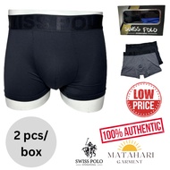 Swiss Polo 2pcs Box Men Boxer Underwear Comfort Cotton Trunk Seluar Dalam Lelaki Spender Lelaki