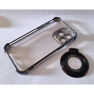 HP Luxury Magnetic Bracket case Used Iphone 15 Pro Max Transparent Airbag Shockproof Cover with Hold