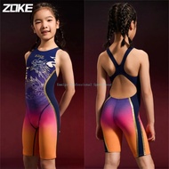 ZOKE Girls One Piece Racing Swimsuit Professional Competition Five-Point Anti-Chlorine Athletic Swim